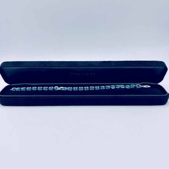 RARE Tiffany & Co. Blue Enamel Sparkle Chain Bracelet Sterling Silver with Case - Picture 10 of 10